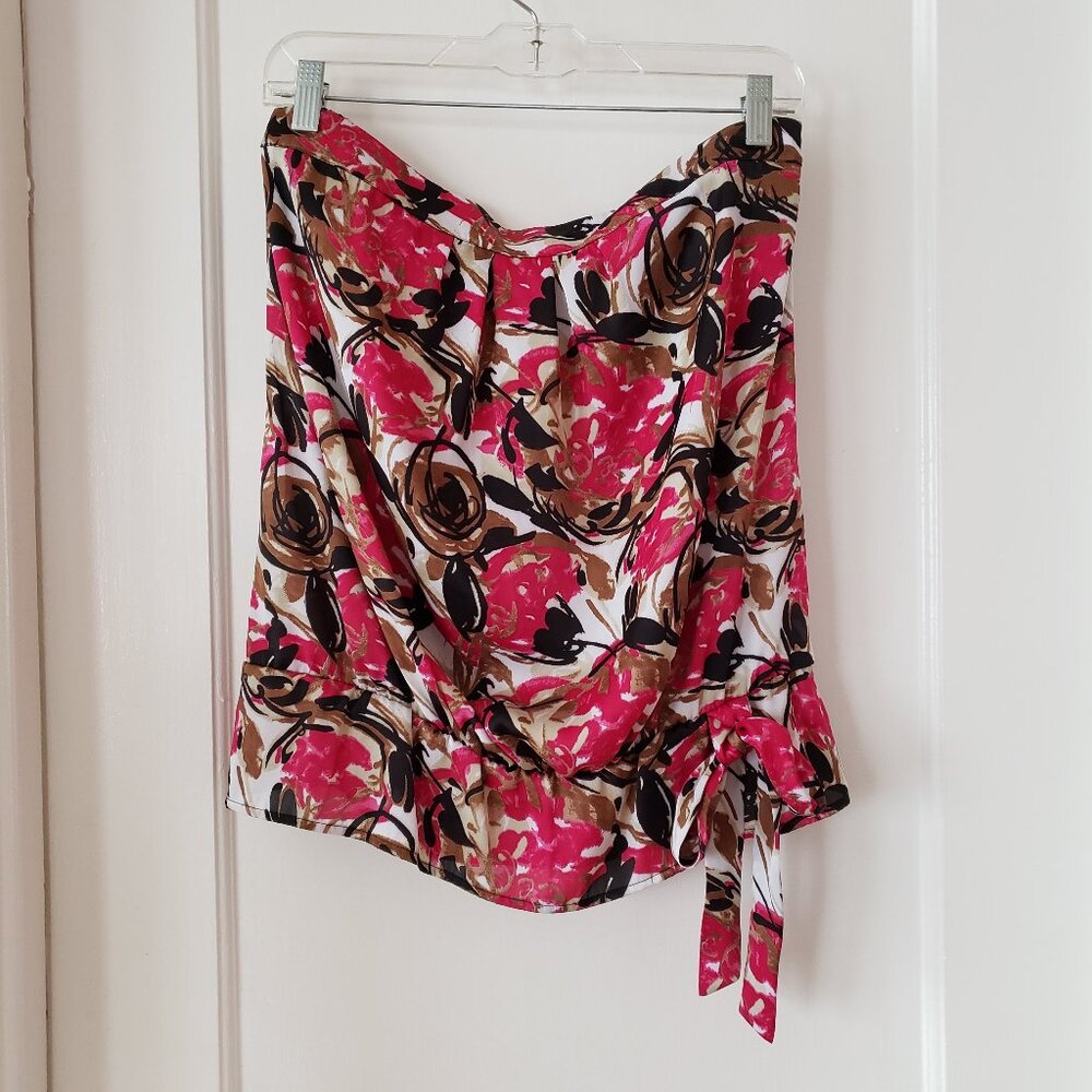 Forever 21 Strapless Tube Top Blouse Swirly Pattern Y2K Boho Ribbon M